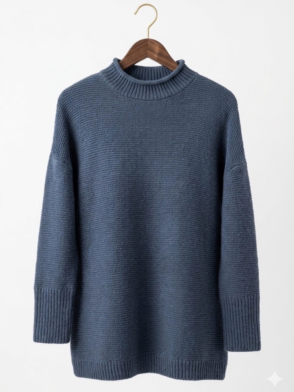 Cloth by RD Women's Steel Blue Mock Neck Sweater Fall Layer Minimal - Size M-L